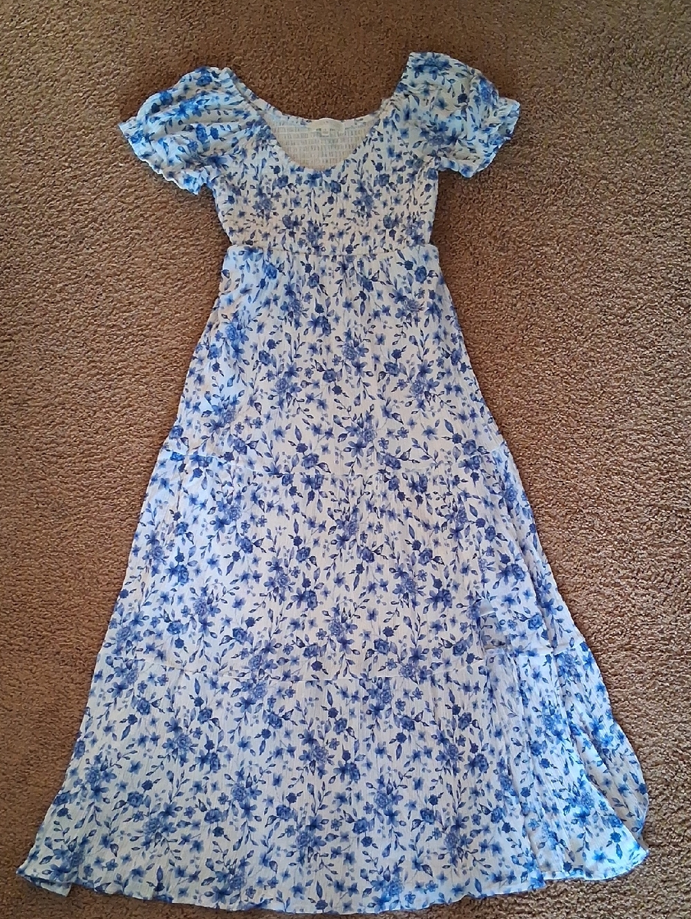 Ultra Flirt White Dress with Blue Floral Print